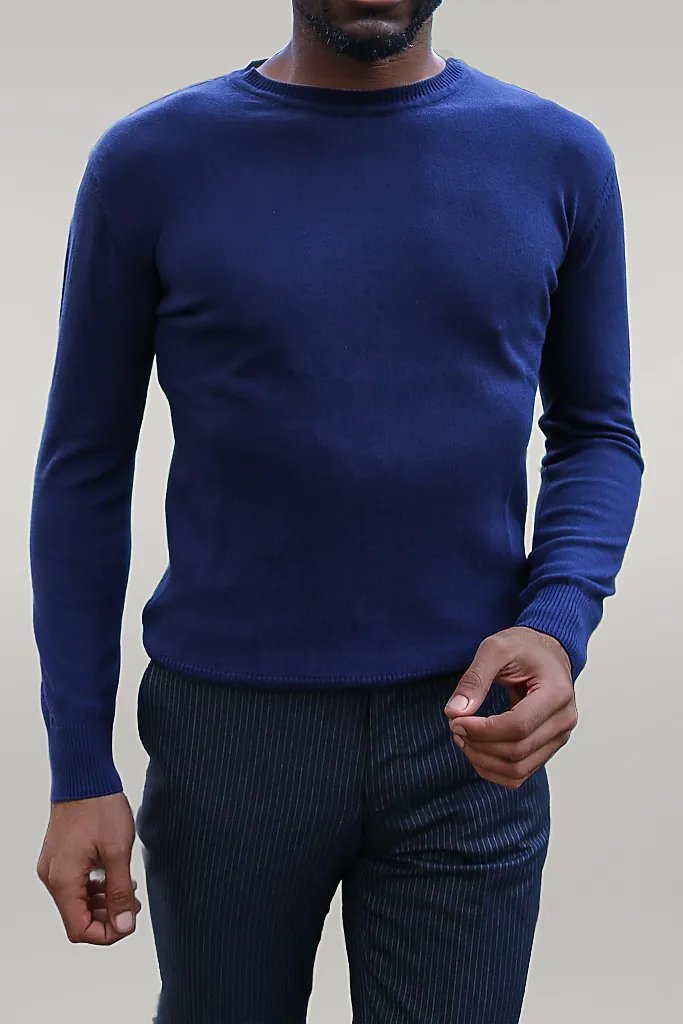 Circle Collar Navy Blue Sweater