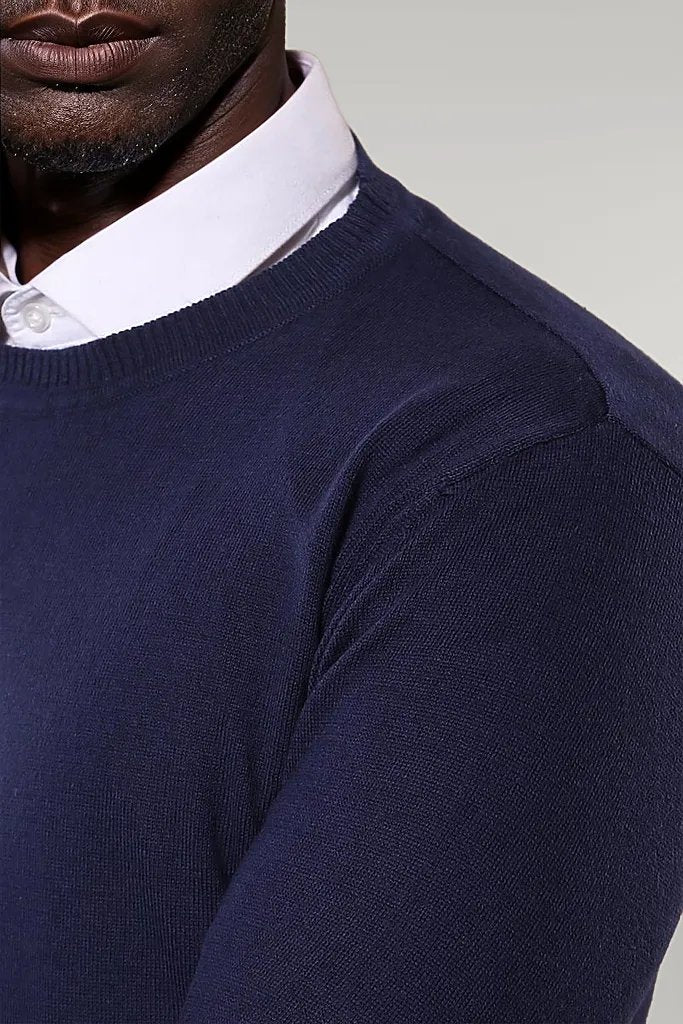 Circle Collar Navy Blue Sweater