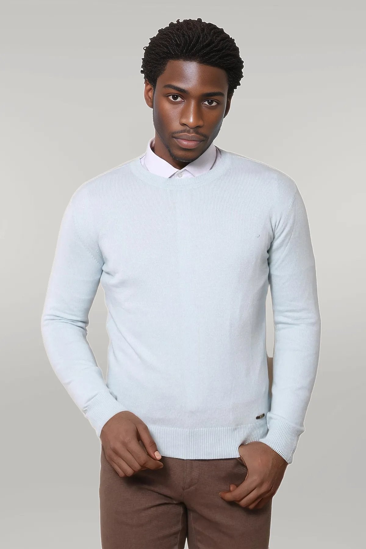 Circle Collar Ice Blue Sweater