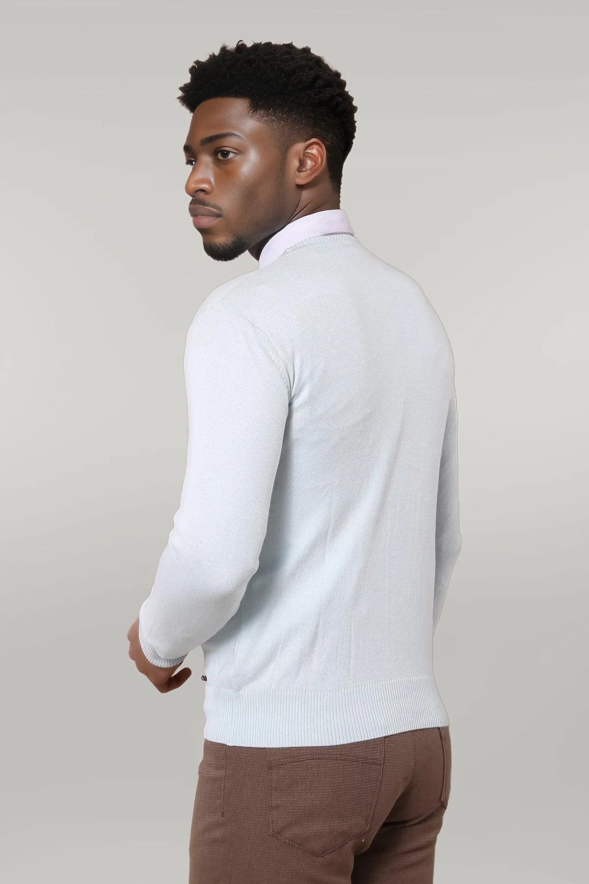 Circle Collar Ice Blue Sweater