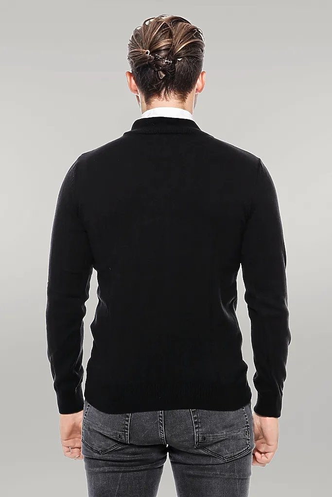 Half Turtleneck Black Knitwear Sweater - Wessi