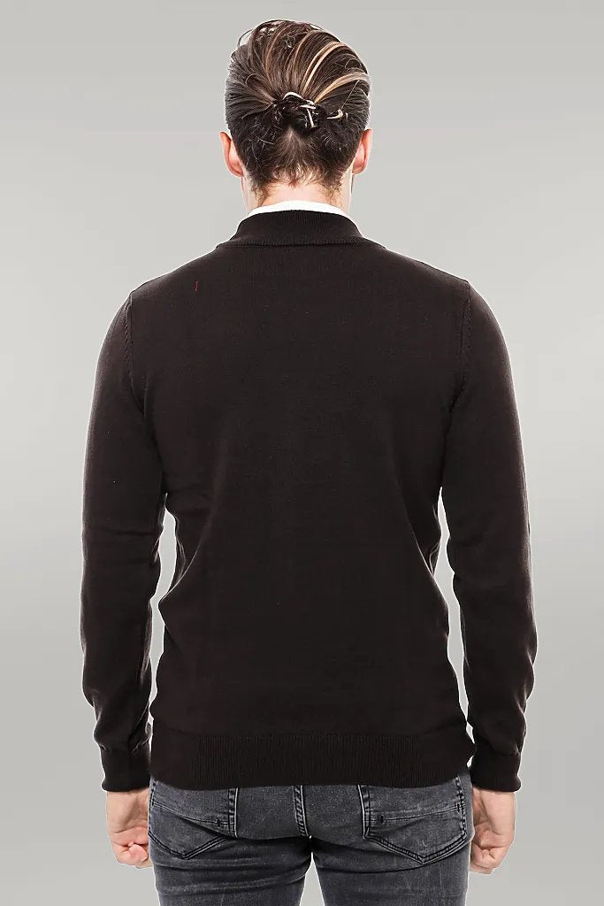 Half Turtleneck Brown Knitwear Sweater - Wessi
