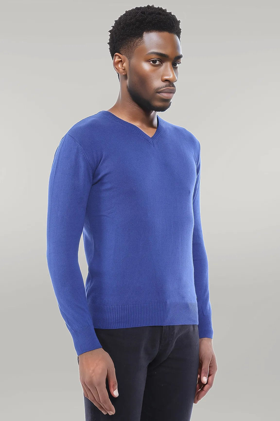 V Neck Indigo Men Sweater