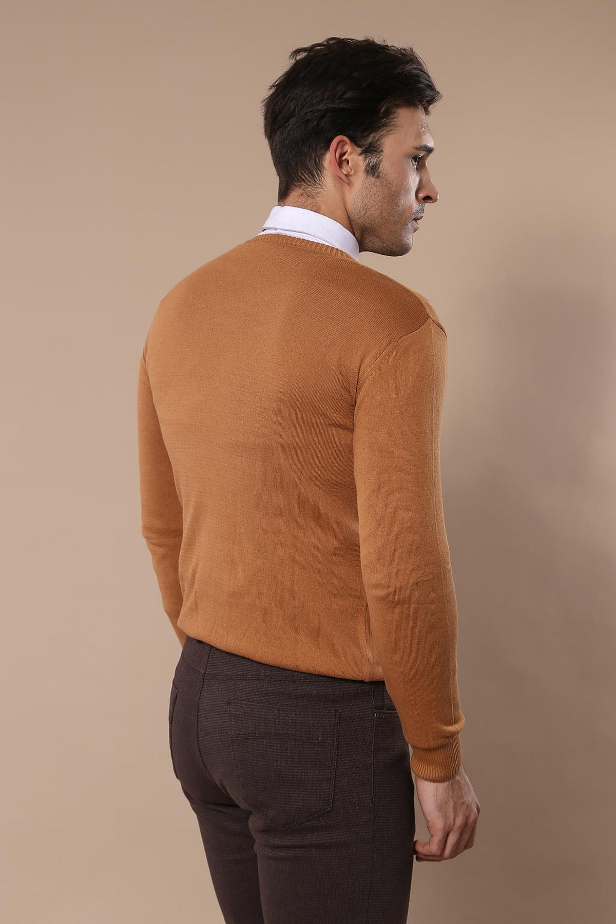 V Neck Brown Sweater