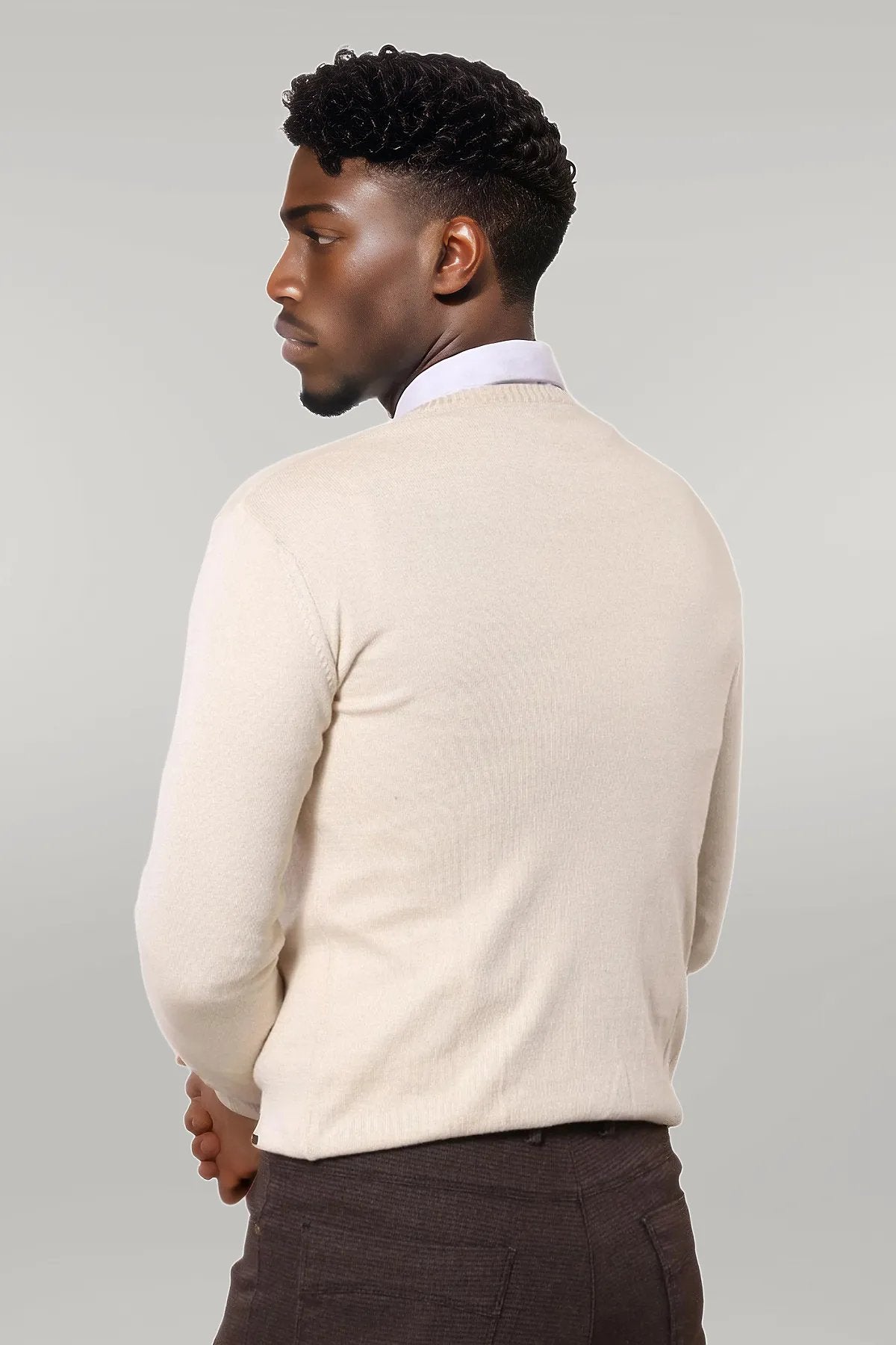 V Neck Cream Sweater