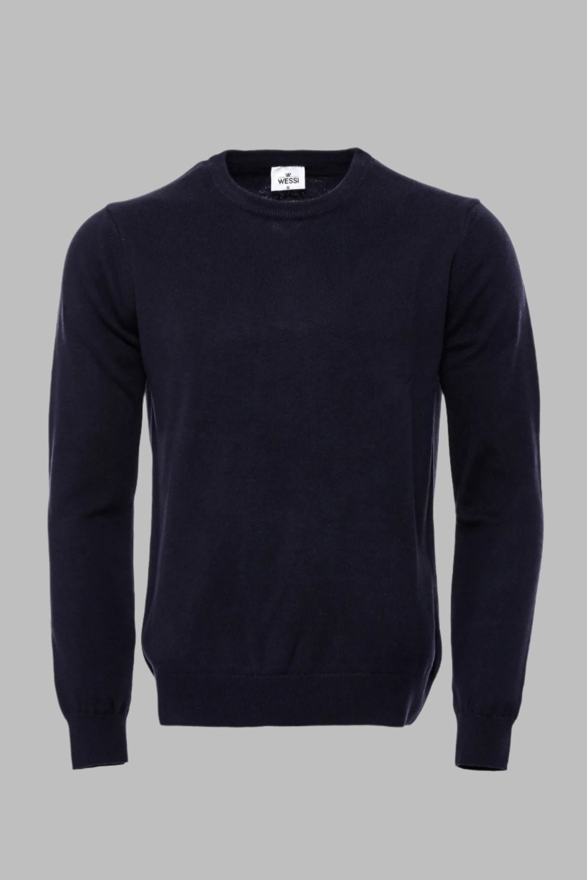 Navy Blue Crew Neck Sweater - Wessi