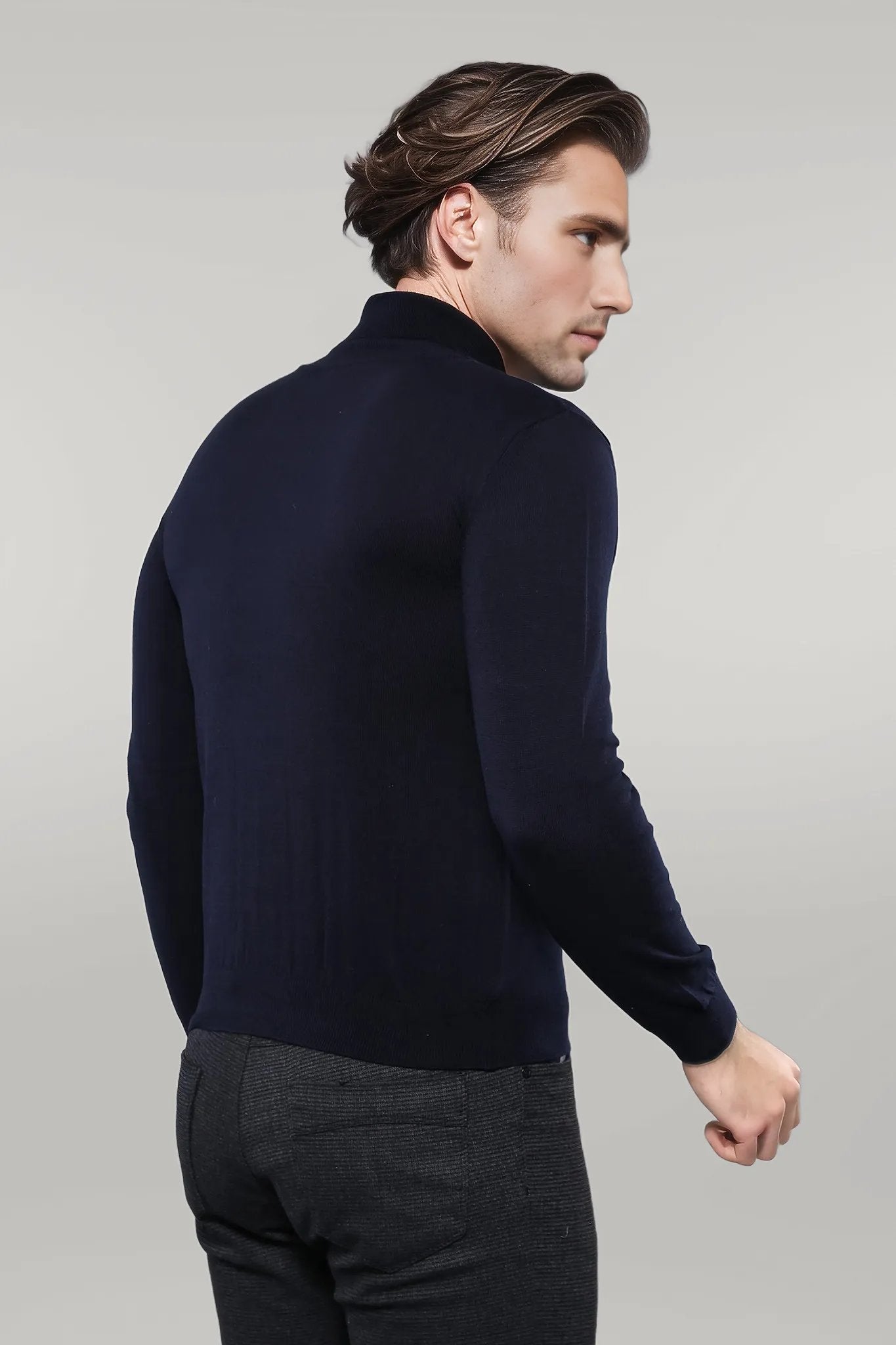Turtleneck Navy Blue Men Sweater