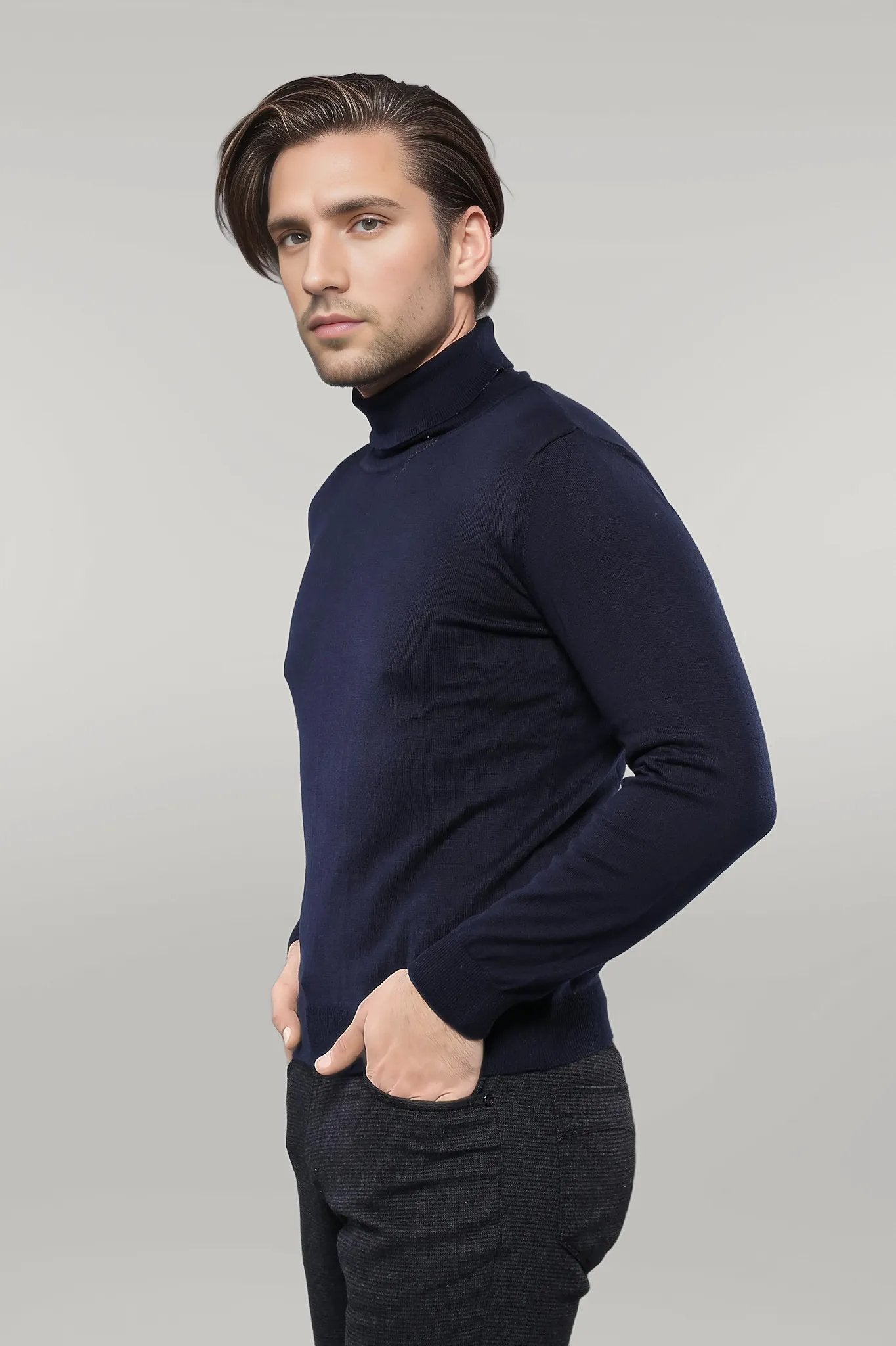 Turtleneck Navy Blue Sweater