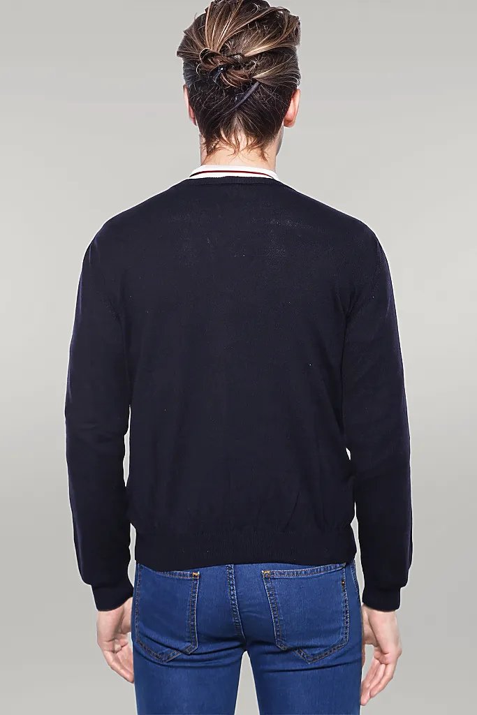 V Neck Navy Blue Sweater