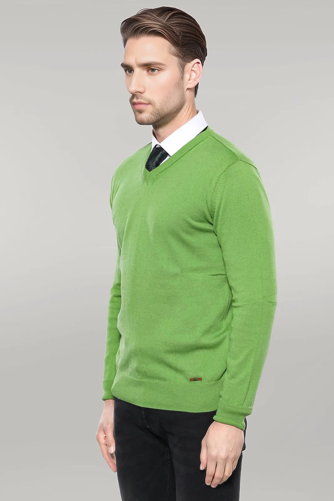 V Neck Dark Green Sweater