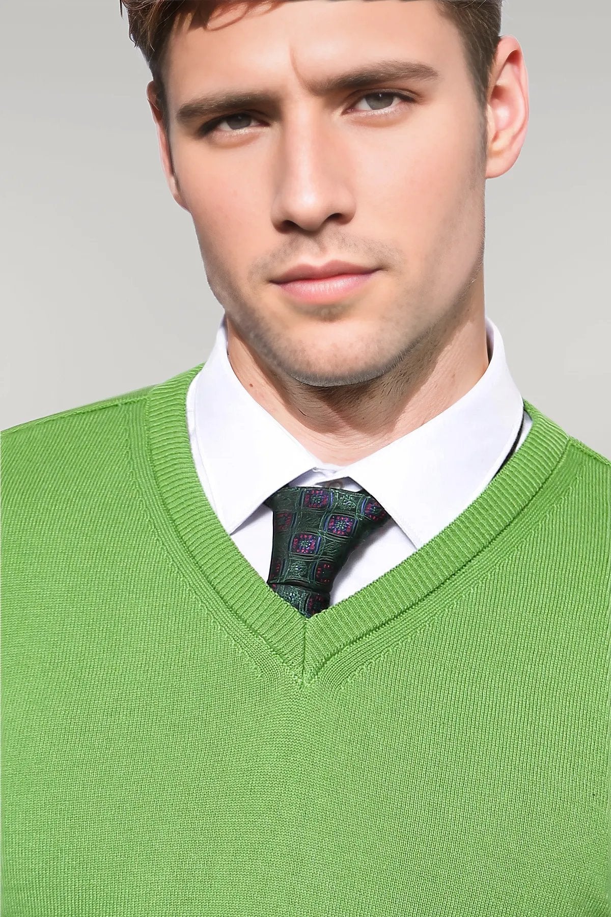 V Neck Dark Green Sweater
