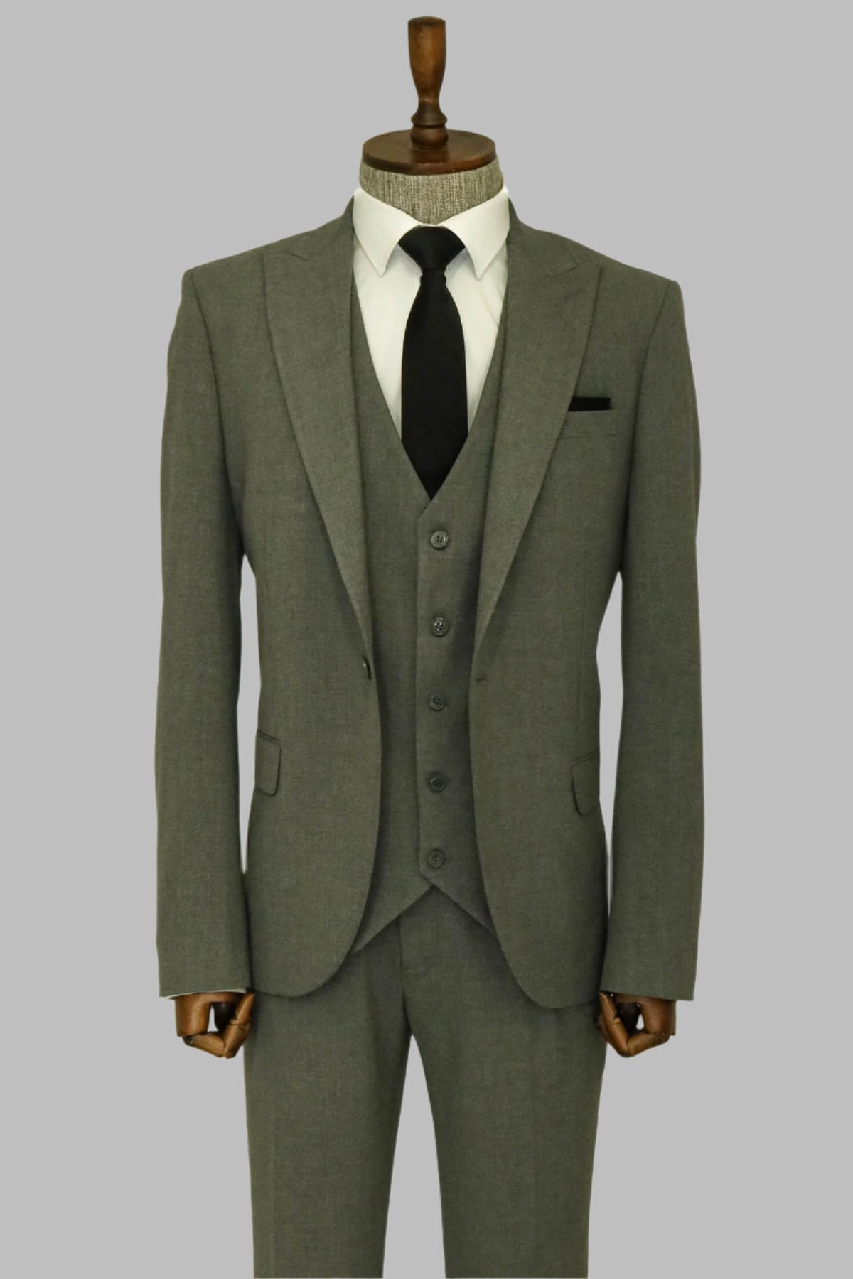 KOALA SYDNEY Three Piece Slim Fit Single Button Grey Men Suit