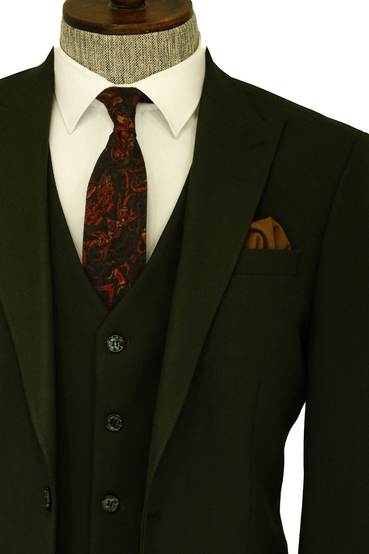 KOALA SYDNEY Three Piece Slim Fit Single Button Green Men Suit