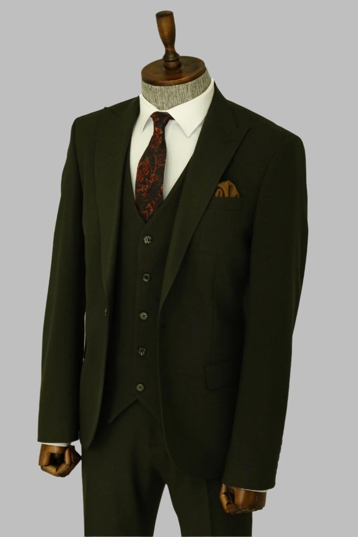 KOALA SYDNEY Three Piece Slim Fit Single Button Green Men Suit