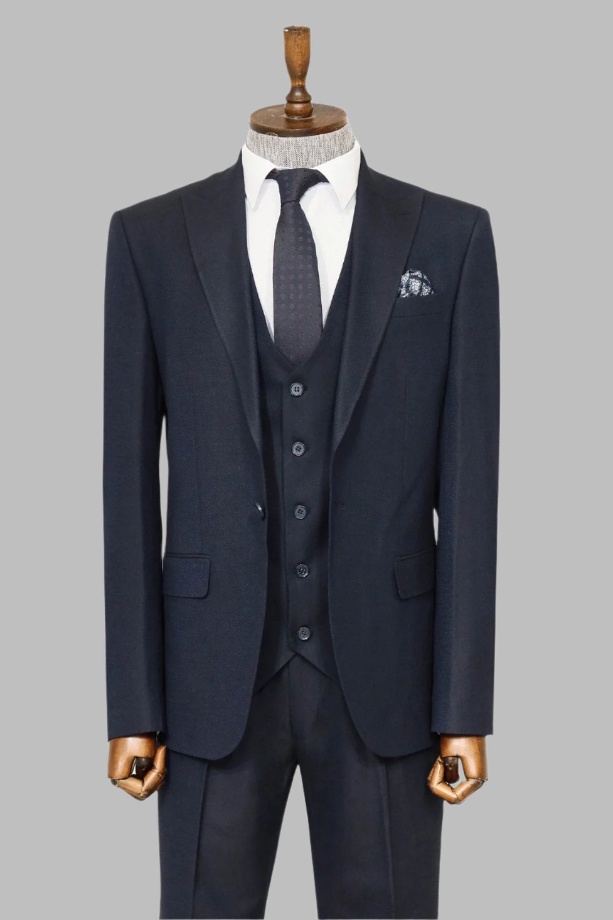 KOALA SYDNEY 3 -Piece Single Button Peak Lapel Navy Blue Men Suit -