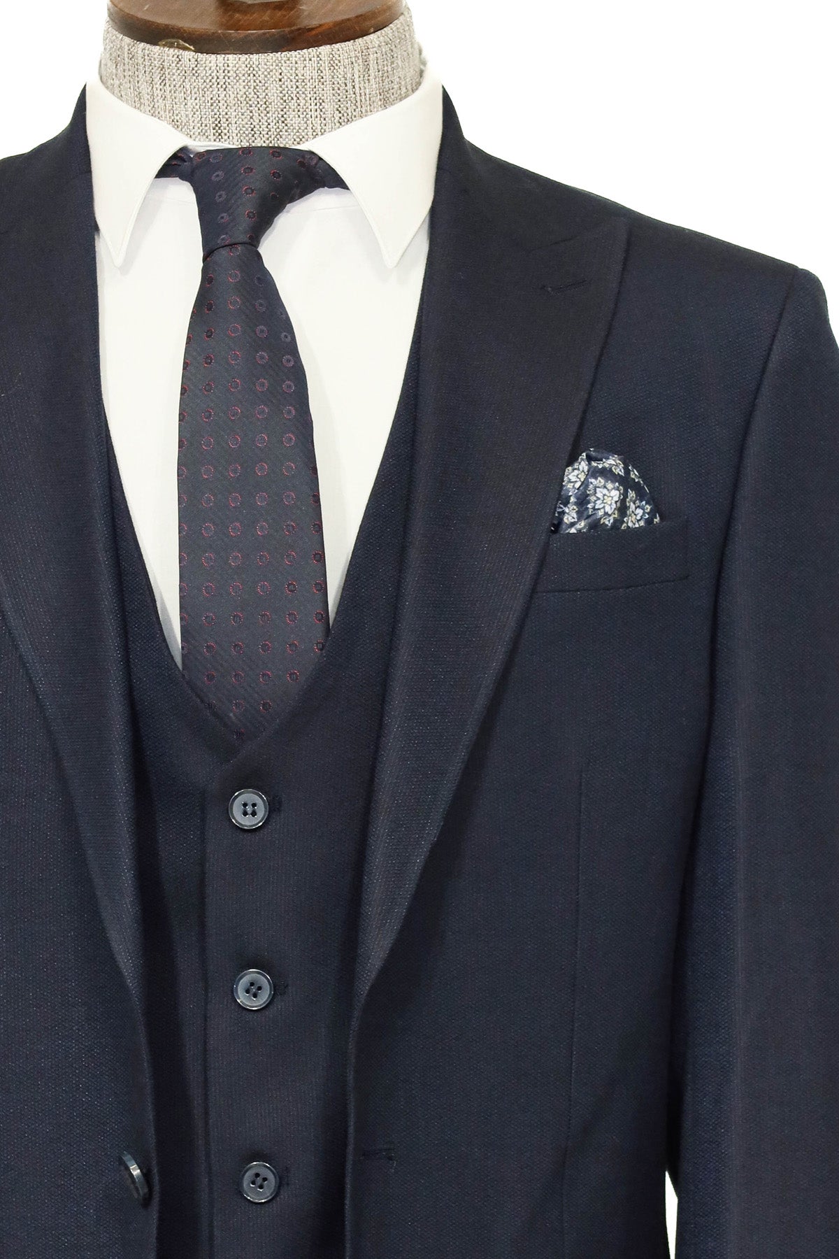 KOALA SYDNEY 3 -Piece Single Button Peak Lapel Navy Blue Men Suit -