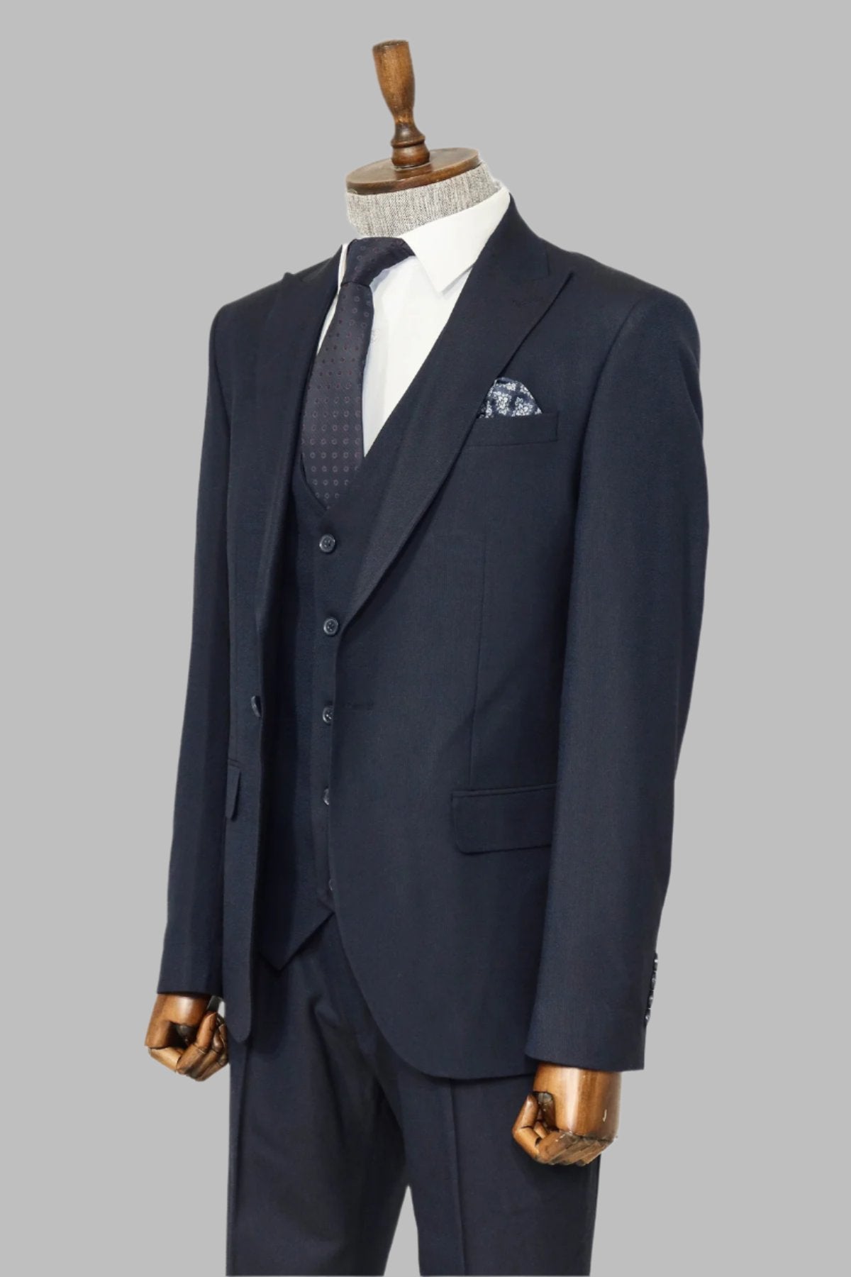 KOALA SYDNEY 3 -Piece Single Button Peak Lapel Navy Blue Men Suit -