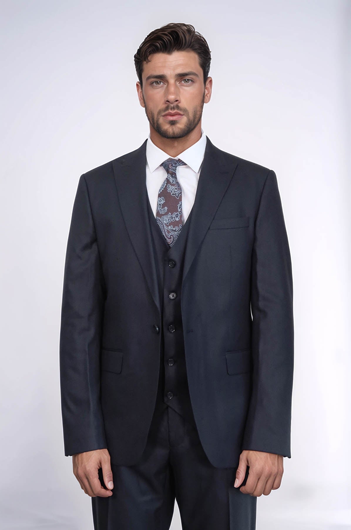 KOALA SYDNEY 3 -Piece Single Button Peak Lapel Dark Blue Men Suit -