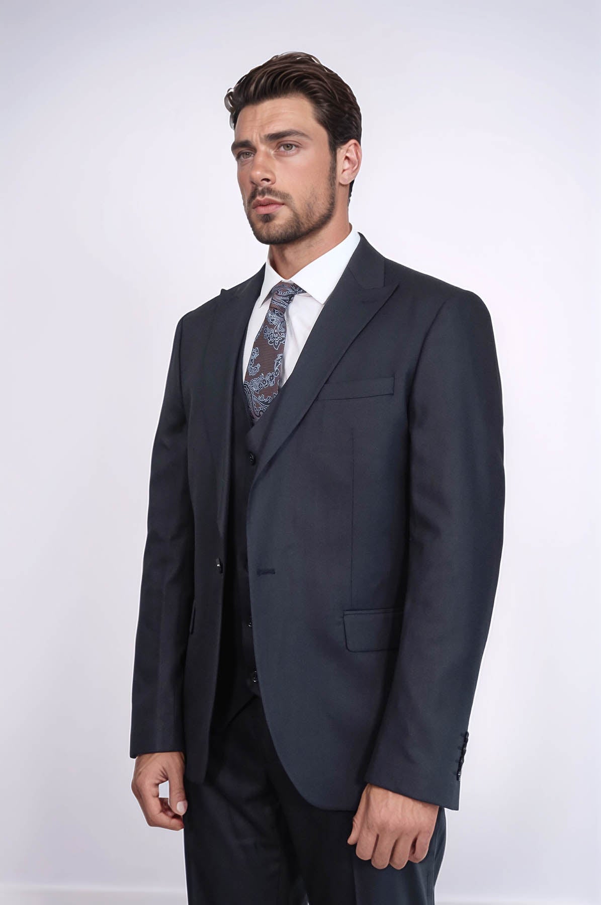 KOALA SYDNEY 3 -Piece Single Button Peak Lapel Dark Blue Men Suit