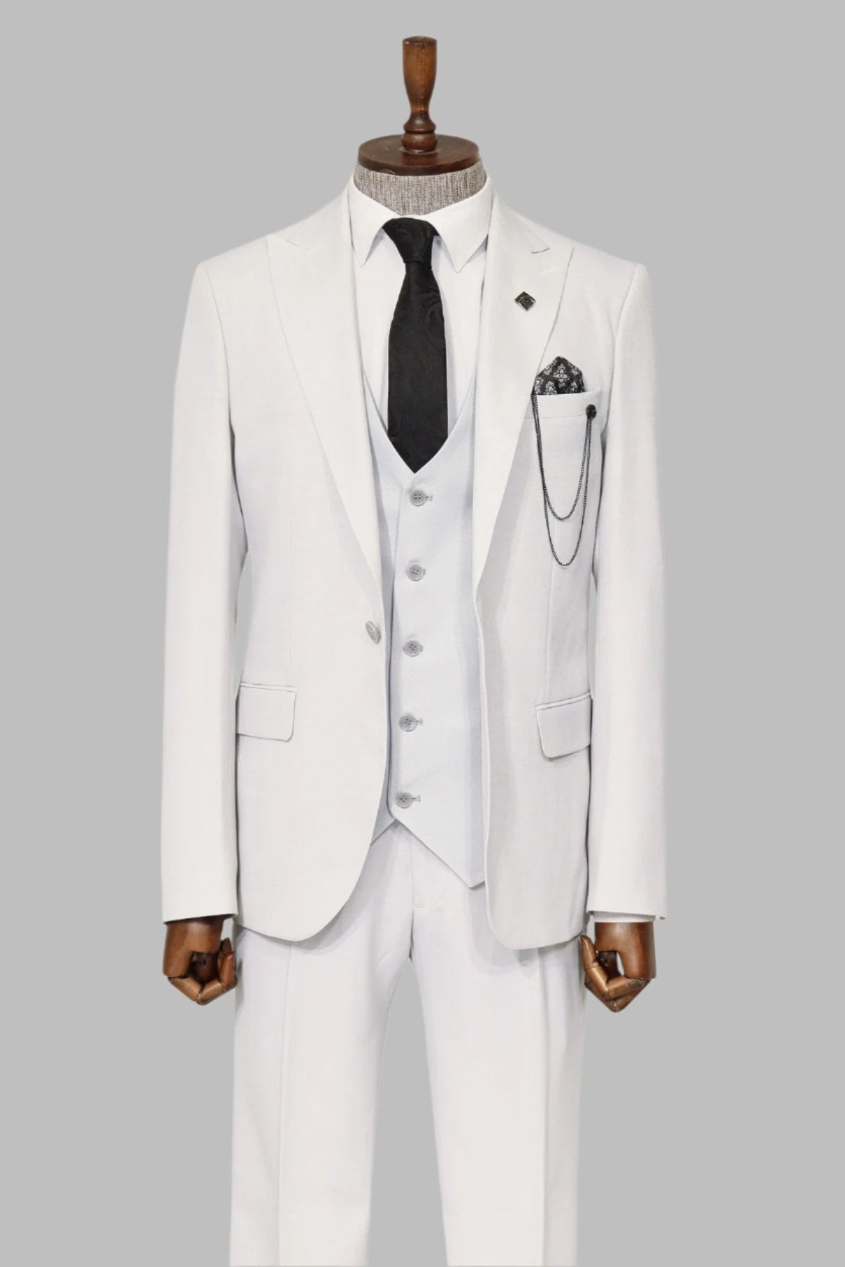 KOALA SYDNEY 3 -Piece Single Button Peak Lapel White Men Suit -