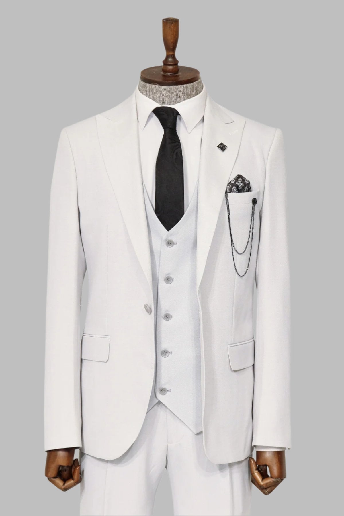 KOALA SYDNEY 3 -Piece Single Button Peak Lapel White Men Suit -