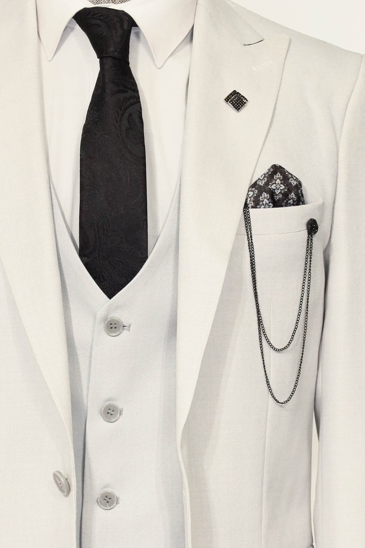 KOALA SYDNEY 3 -Piece Single Button Peak Lapel White Men Suit -
