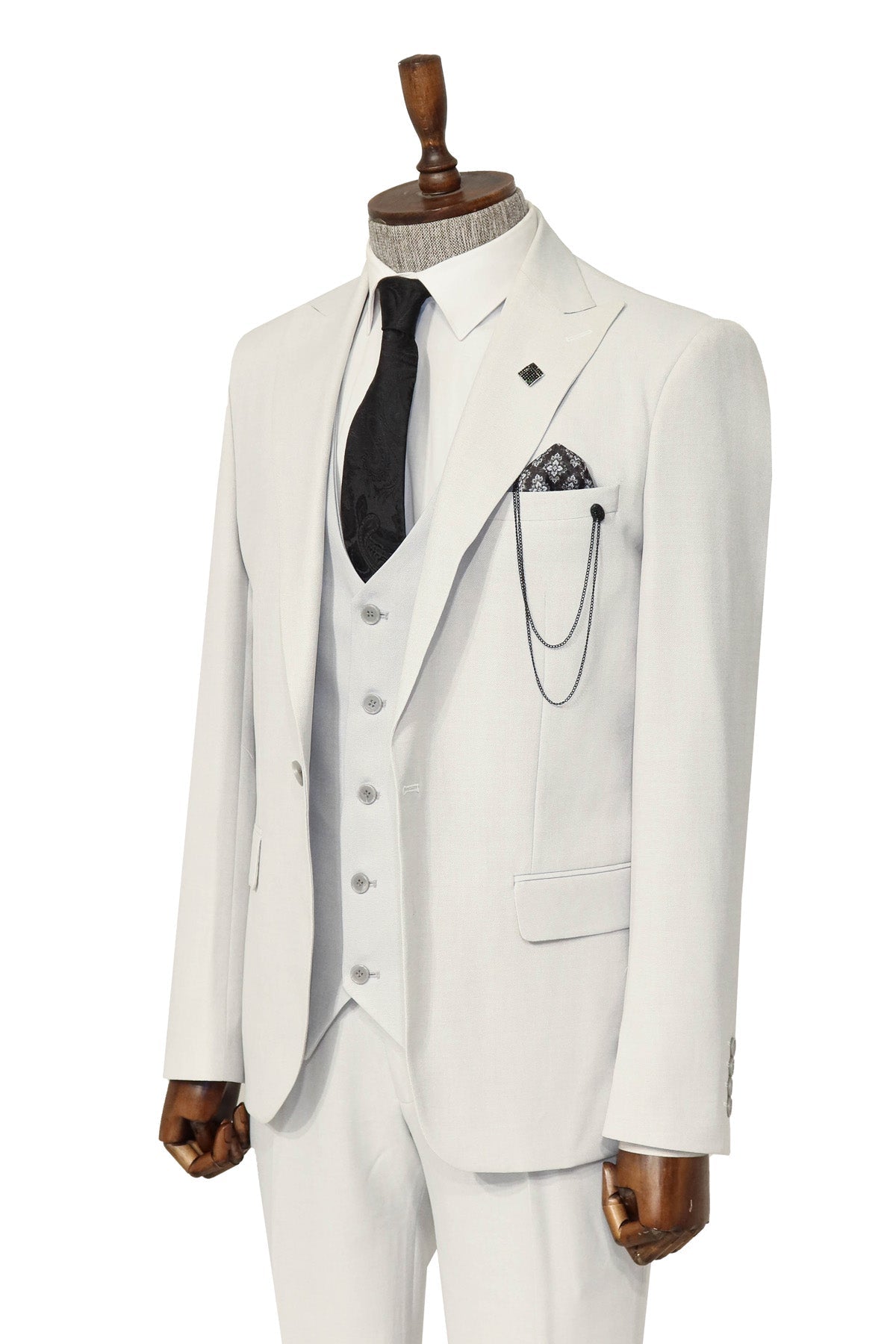 KOALA SYDNEY 3 -Piece Single Button Peak Lapel White Men Suit -