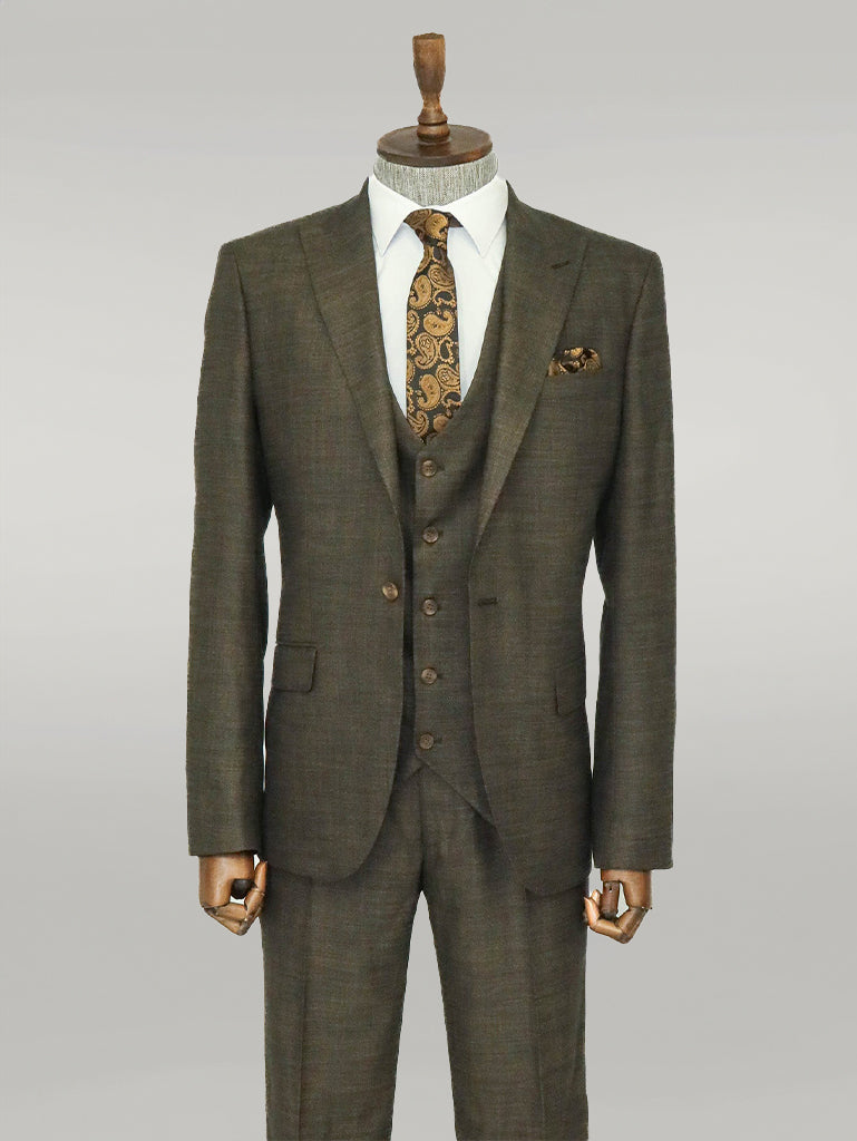 KOALA SYDNEY 3 -Piece Single Button Peak Lapel Khaki Men Suit -