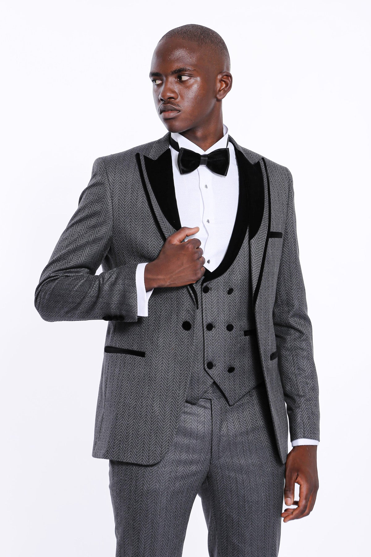 KOALA SYDNEY Patterned Velvet Lapel Smoked Men Tuxedo