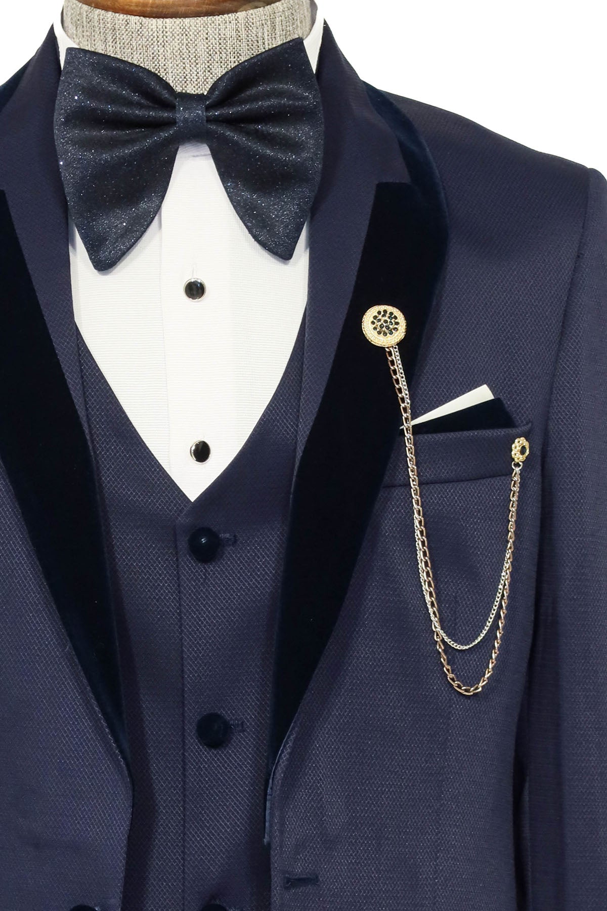 KOALA SYDNEY Patterned Velvet Lapel Navy Men Tuxedo