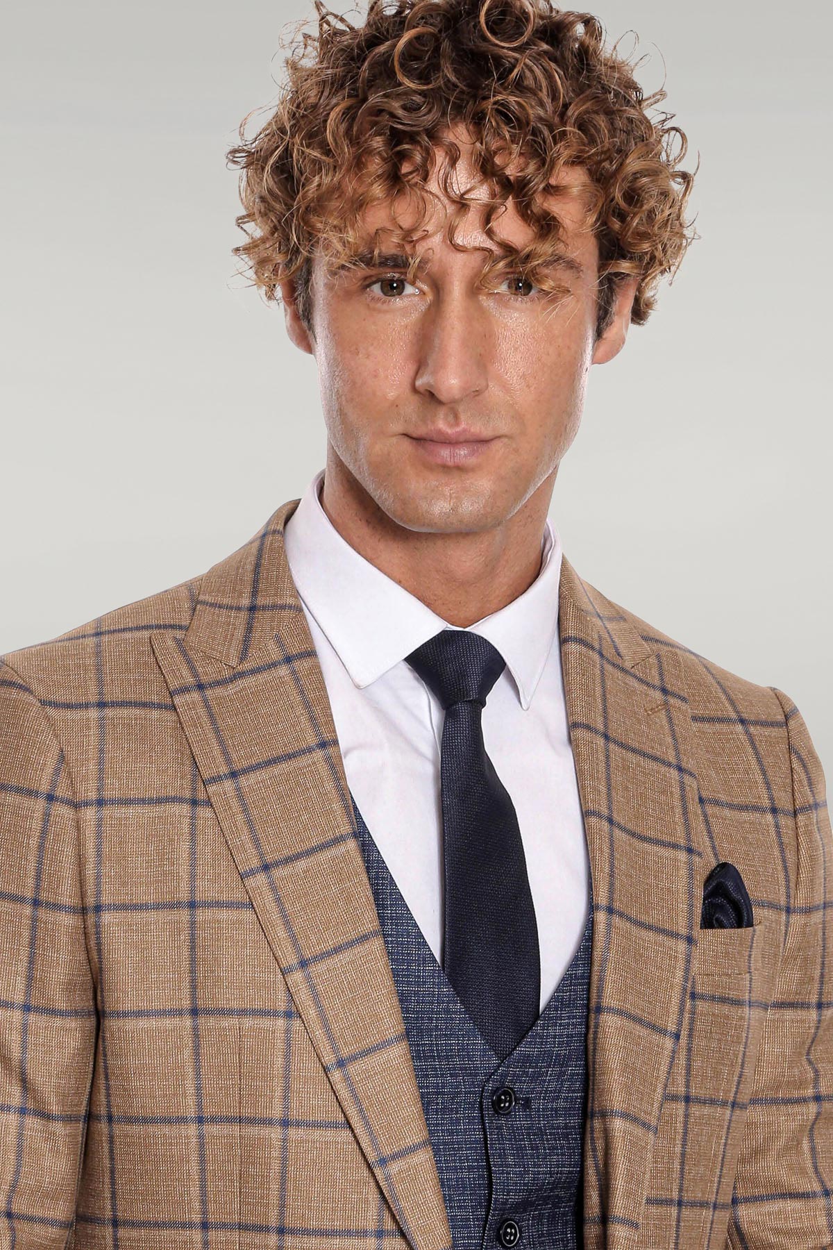 KOALA SYDNEY Slim Fit Checked Patterned Brown Men Suit -