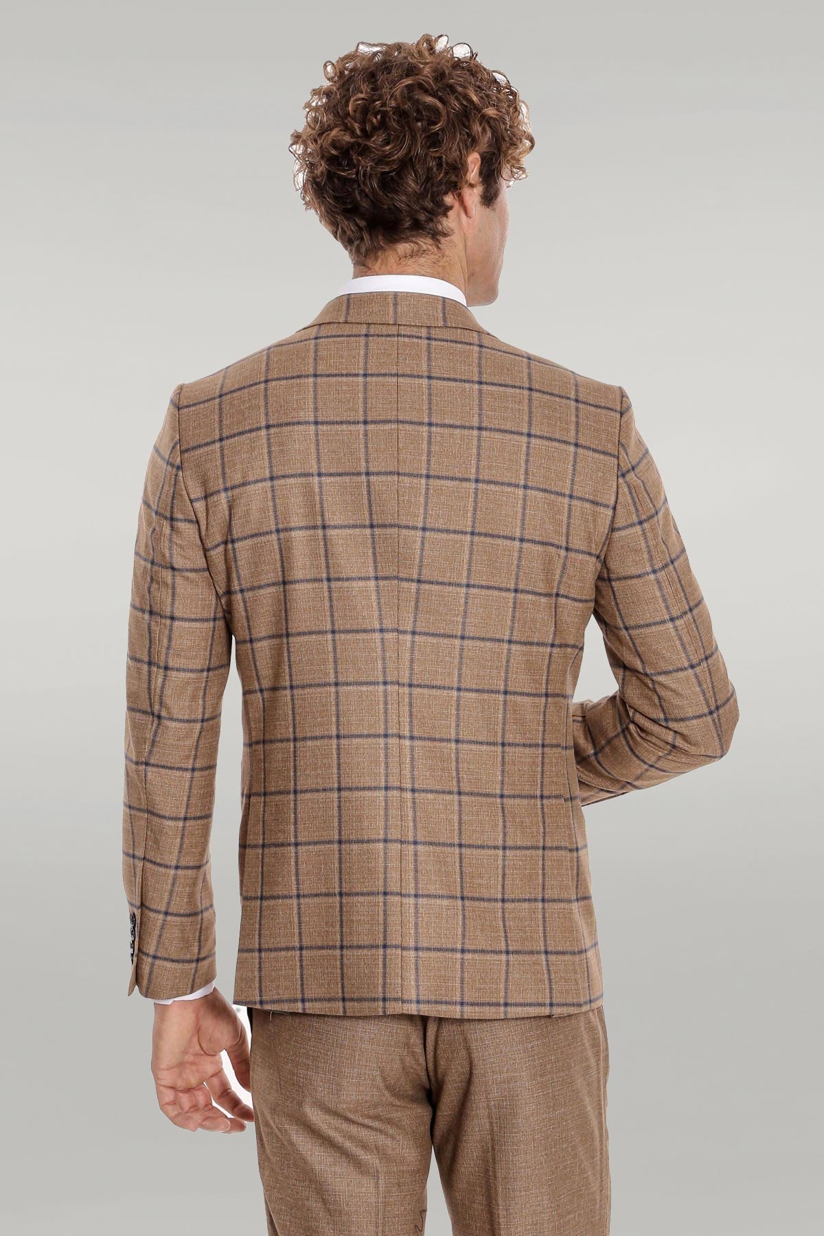 KOALA SYDNEY Slim Fit Checked Patterned Brown Men Suit -