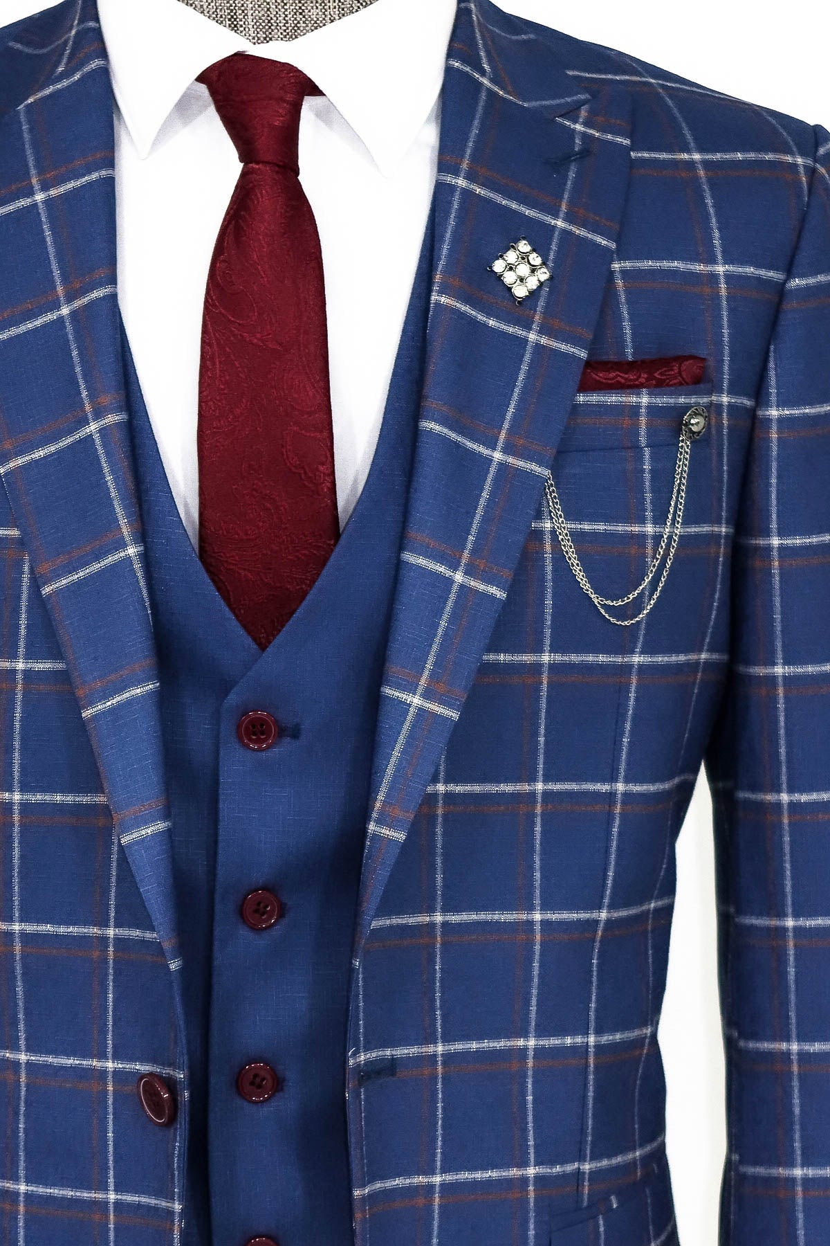 Checked Blue Men Suit