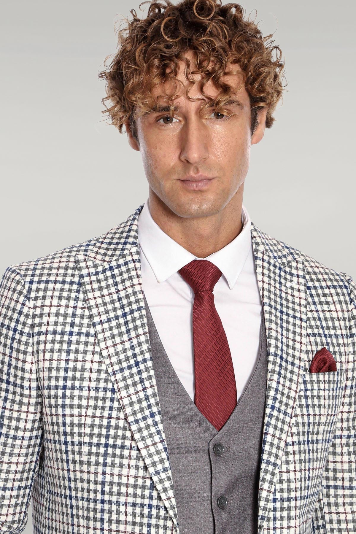 Plaid Grey Men's Suit