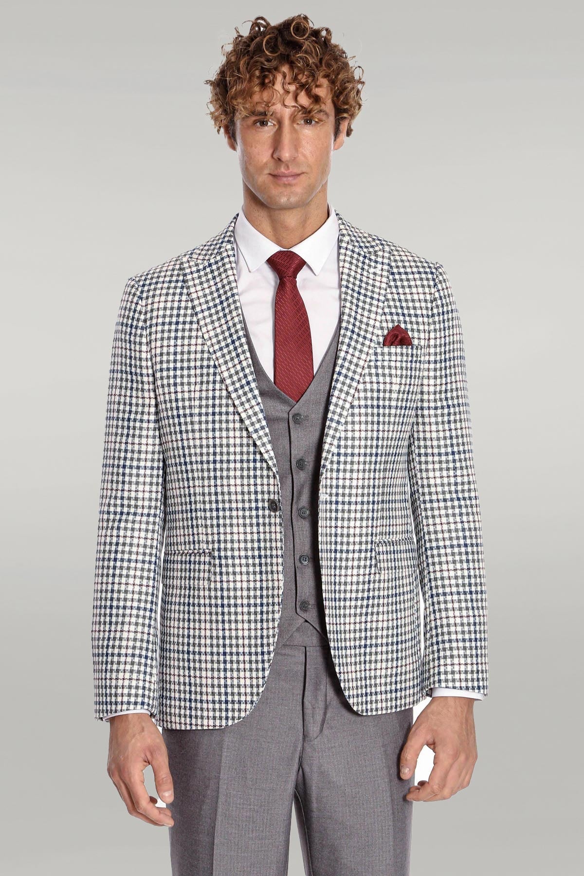 Plaid Grey Men's Suit