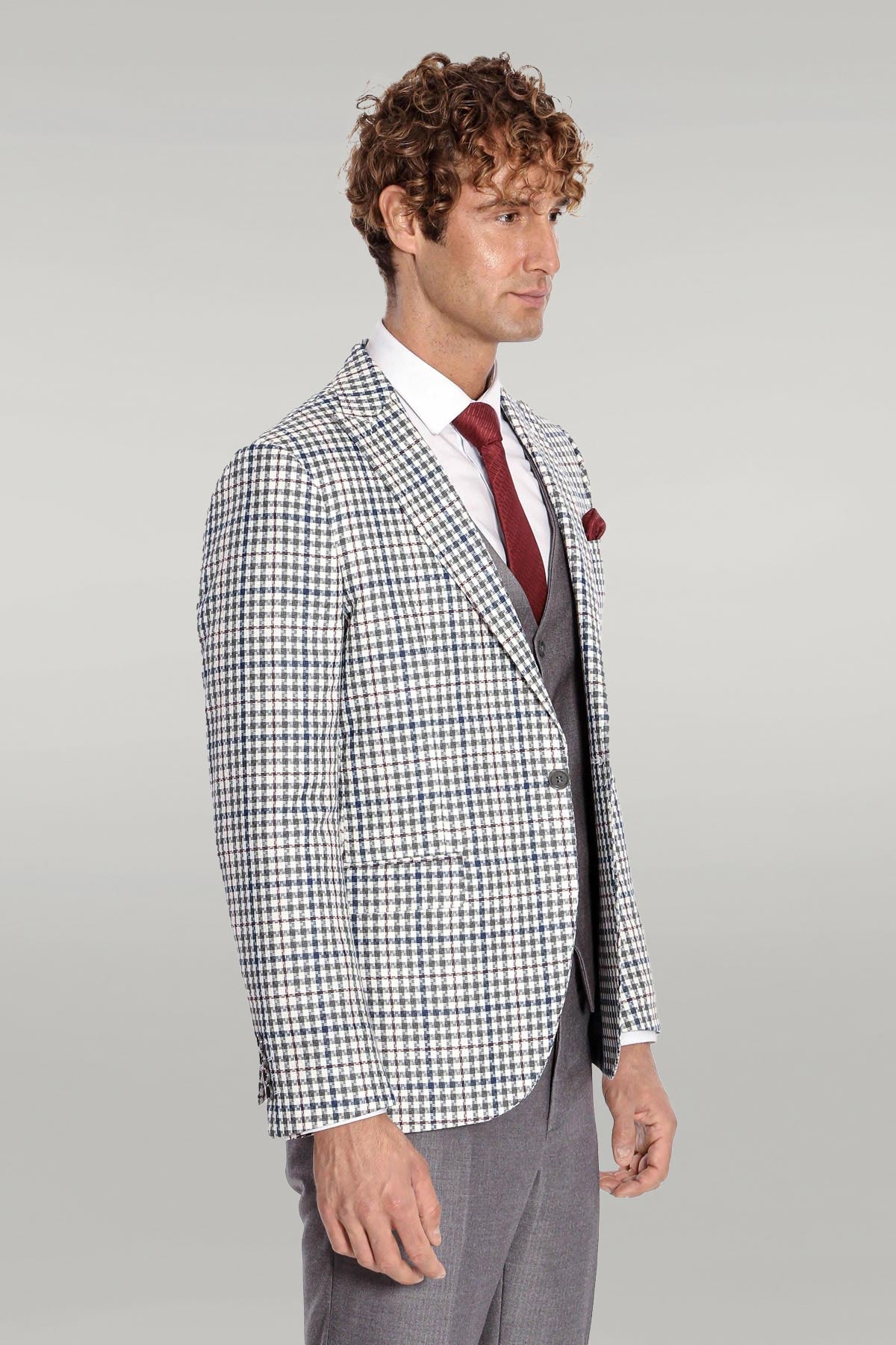 Plaid Grey Men's Suit