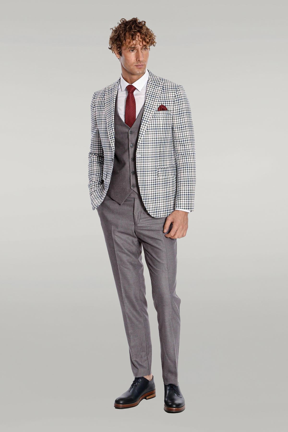 Plaid Grey Men's Suit