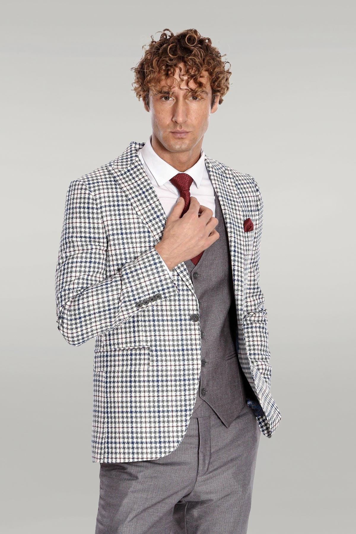 Plaid Grey Men's Suit