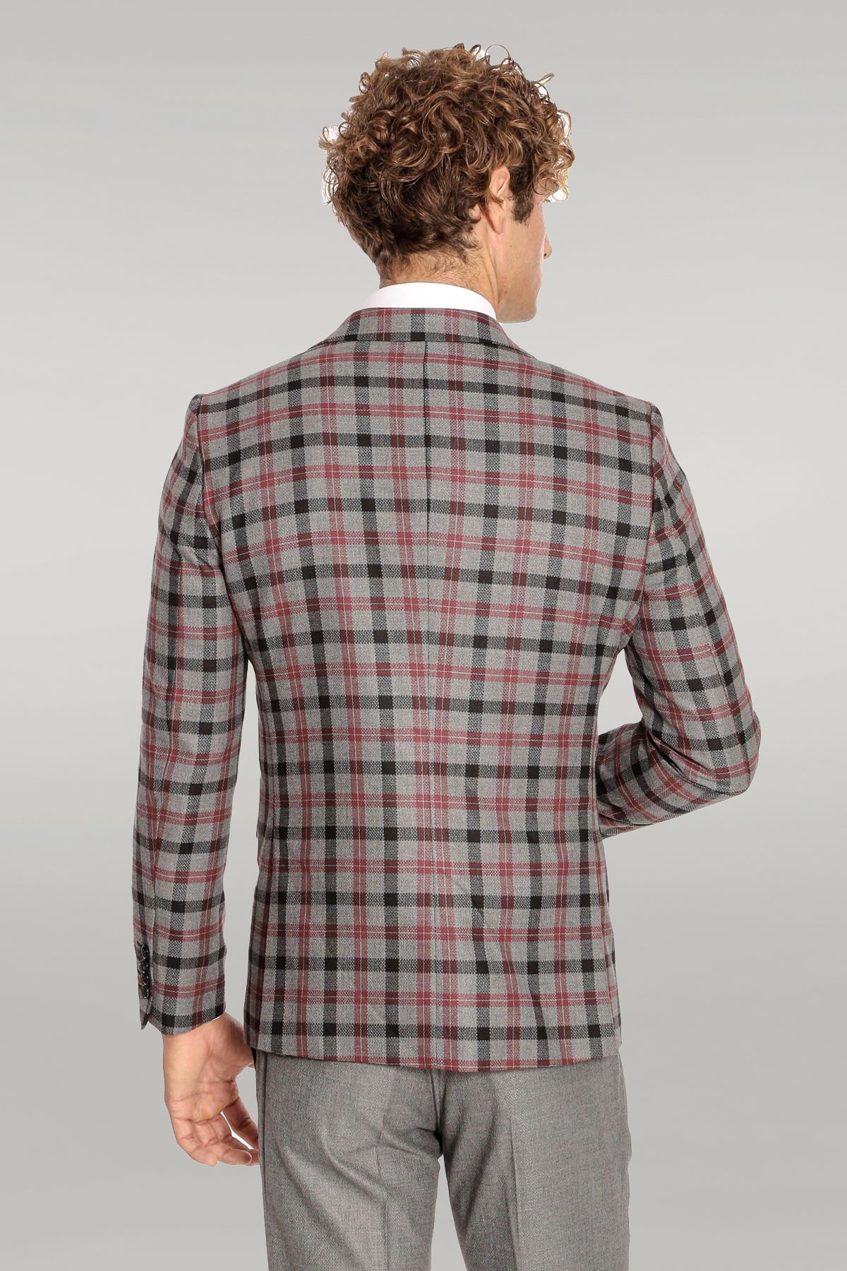 KOALA SYDNEY Checked Slim Fit Grey Men Suit