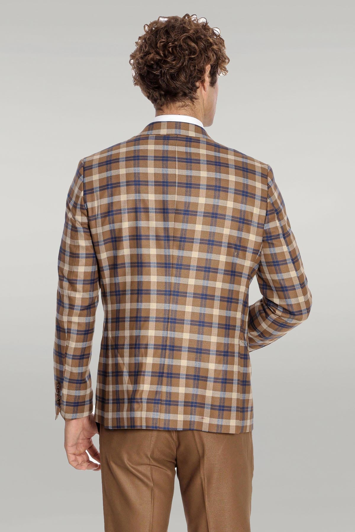KOALA SYDNEY Checked Slim Fit Brown Men Suit -