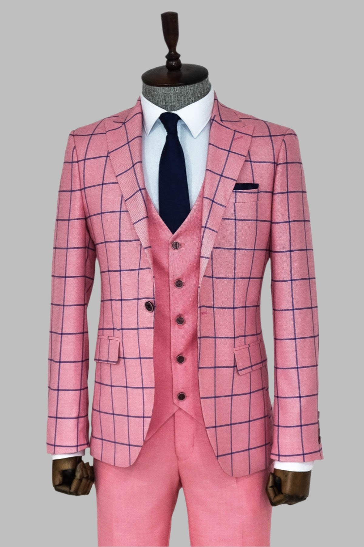 KOALA SYDNEY Slim Fit Patterned Pink Men Combination Suit
