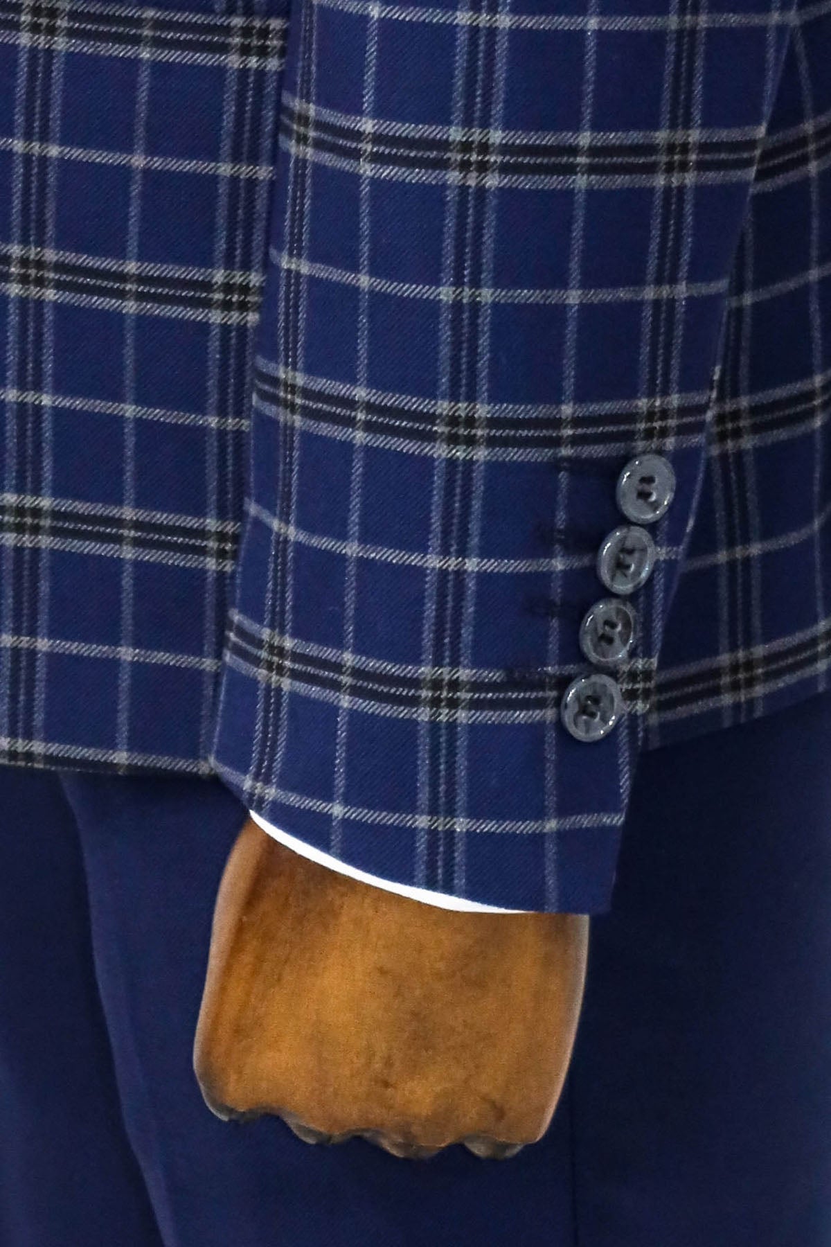 KOALA SYDNEY Blue Vested Slim Fit Checked Navy Blue Men Suit and Shirt Combination-