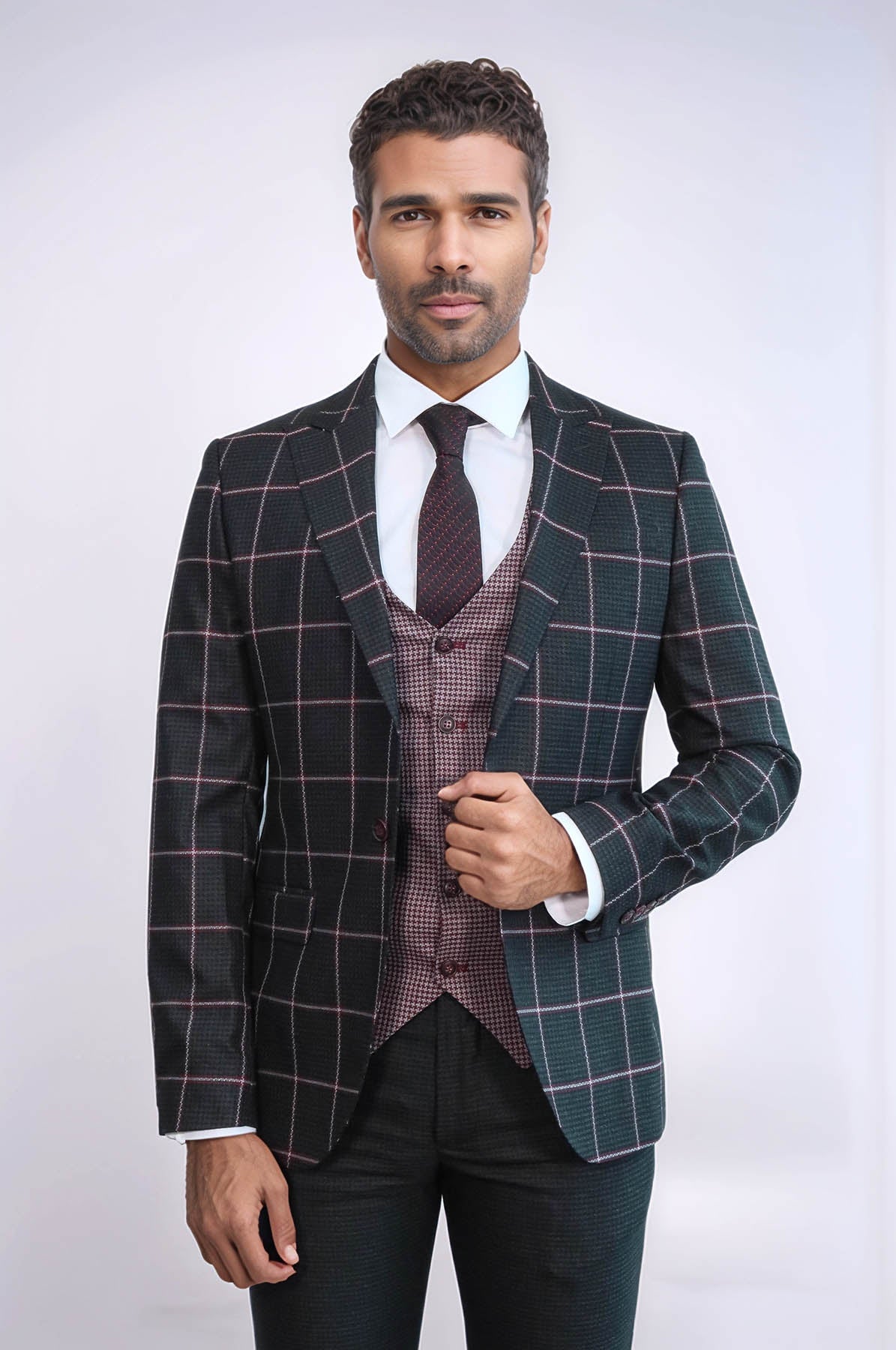 KOALA SYDNEY Checked Patterned Slim Fit Black Men Suit