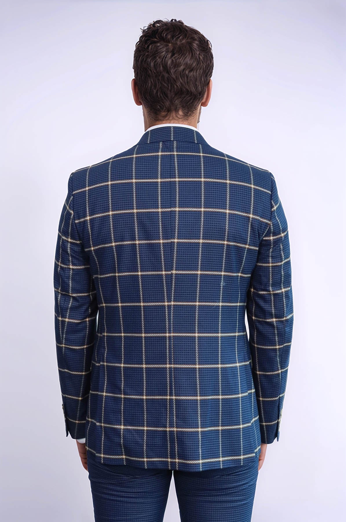 KOALA SYDNEY Checked Patterned Slim Fit Navy Blue Men Suit -