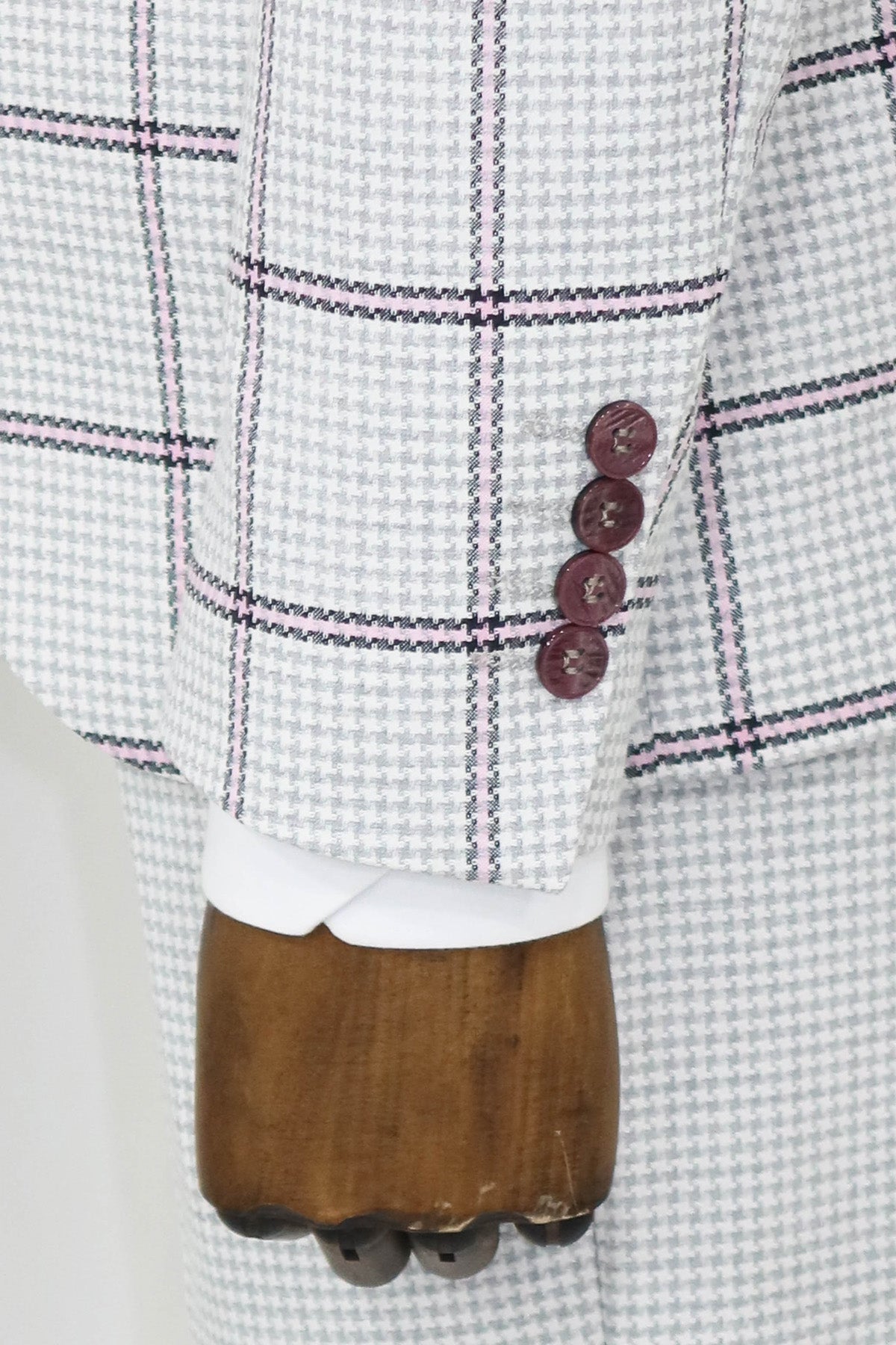 Checked Patterned Vested Light Grey Men Suit and Shirt Combination