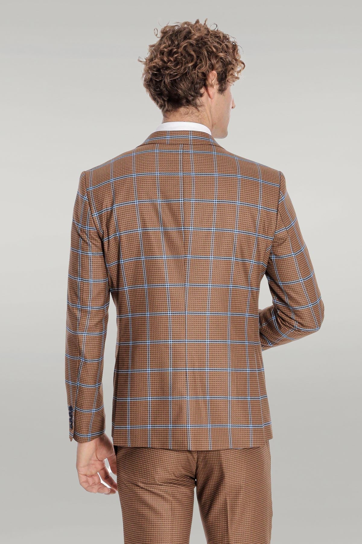 KOALA SYDNEY Checked Patterned Slim Fit Brown Men Suit -