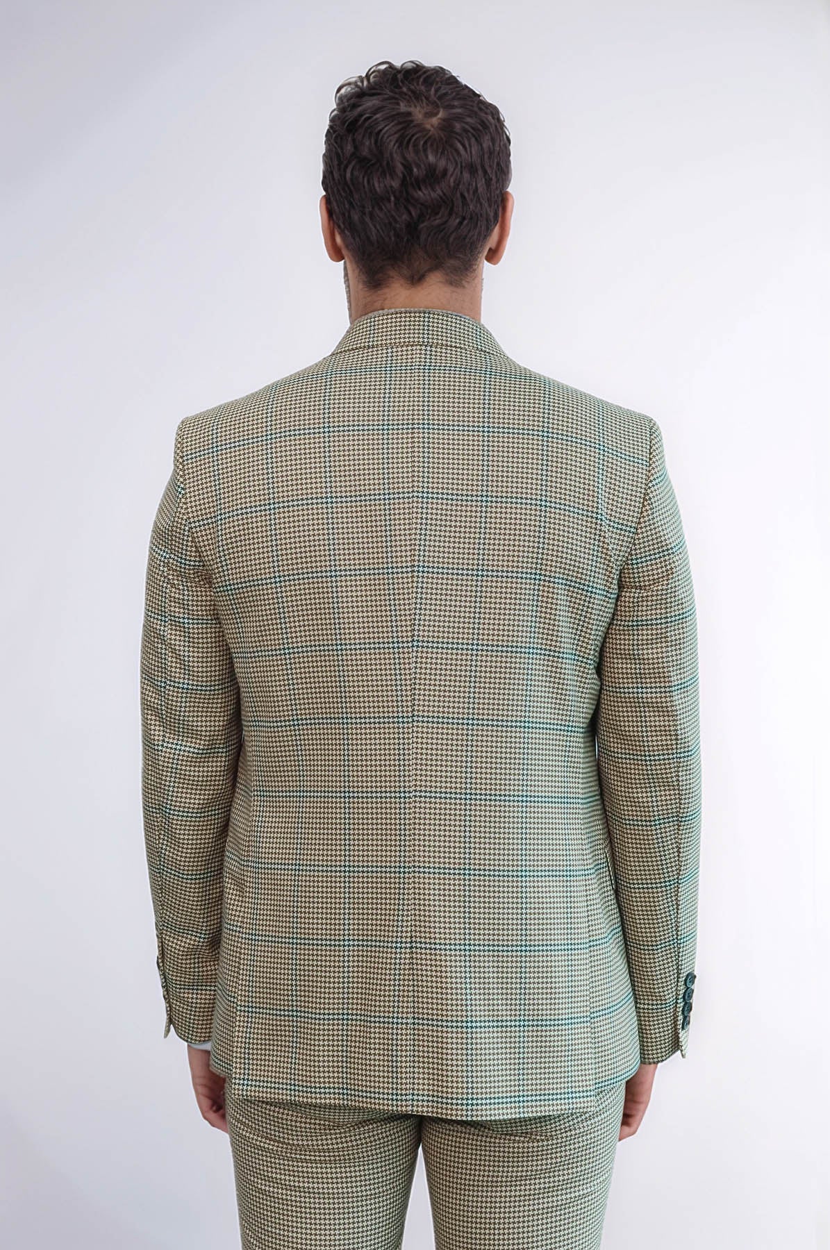 KOALA SYDNEY Checked Patterned Slim Fit Beige Men Suit