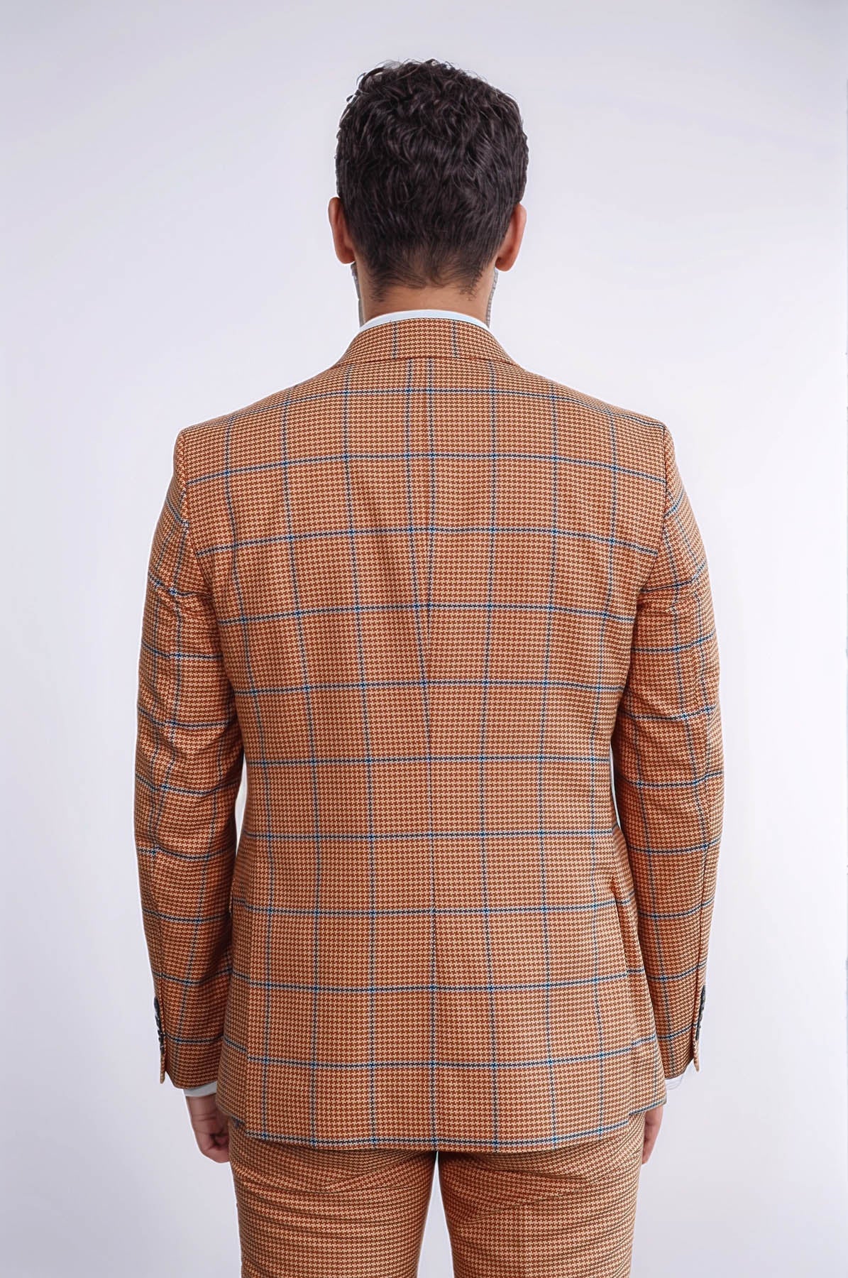 KOALA SYDNEY Checked Patterned Slim Fit Orange Men Suit -