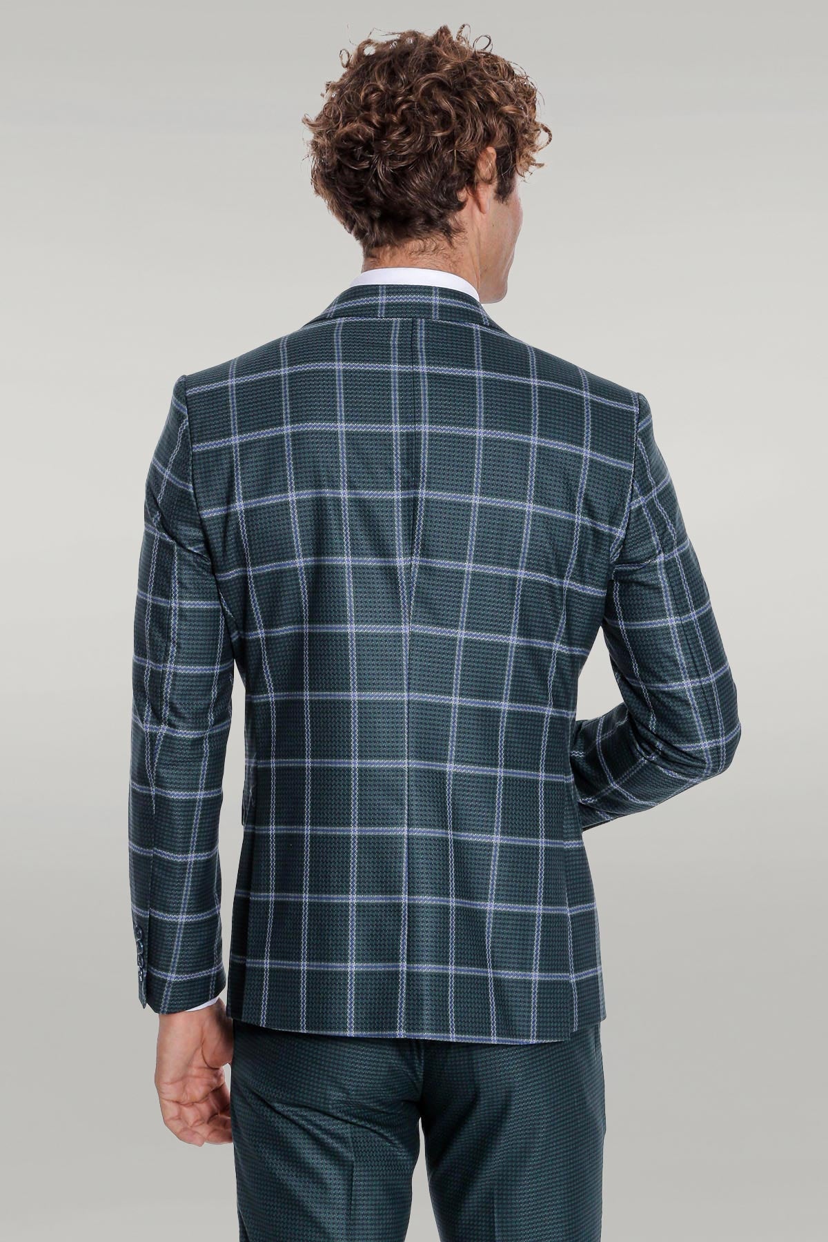 KOALA SYDNEY Checked Patterned Slim Fit Green Men Suit