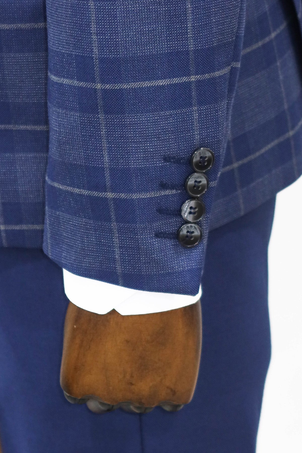 Slim Fit Checked Navy Blue Men Suit and Shirt Combination